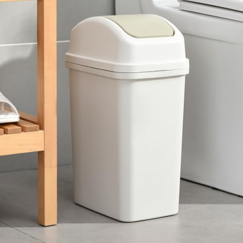 Caneca de basura blanca con tapa abatible para baño y cocina miniatura 4