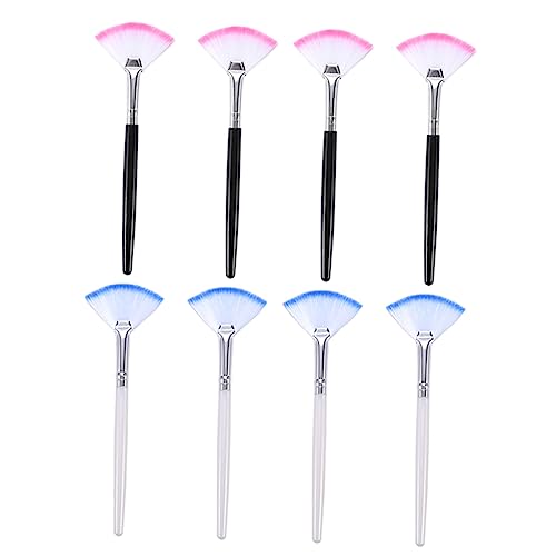 FRCOLOR Fan Shape Makeup Brush Set 8 Pcs Long Handle Facial Mask Applicators for Face Mask Skin Care