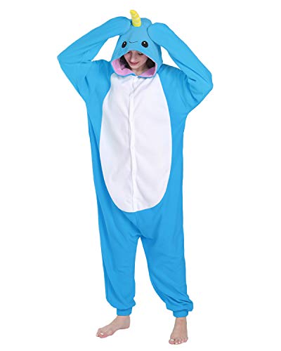 wotogold Damen Tier Narwhal Pyjamas Cosplay Kostüme X-Small Blau