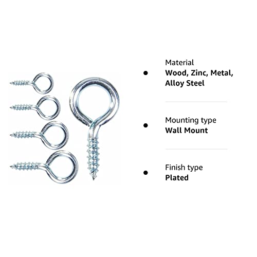 Metal 40mm Screw in Vine Eyes Zinc Plated Steel Screw in Hooks Self Tapping Eyelet Screws for Wood Fixing Wires Indoor & Outdoor Pack of 20 - Image 3