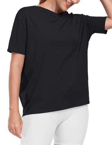 HeyNuts-Womens-Pima-Cotton-Short-Sleeve-Shirt-Boat-Neck-Loose-Fit-T-Shirts-Casual-Tops-Relaxed-Shirts