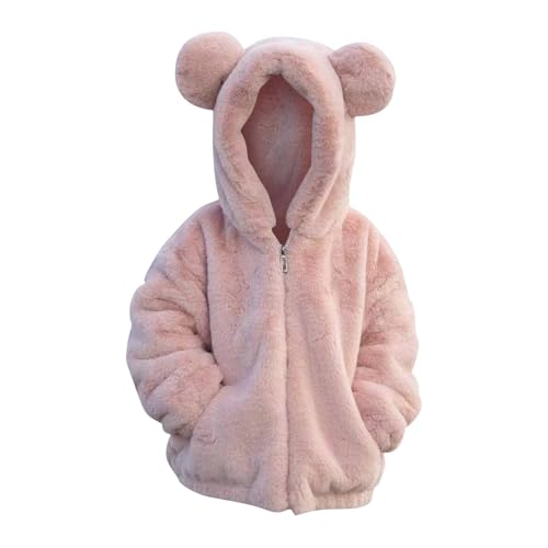 Girls Boys Zipper Fleece Jacket 𝐁ear Ears Kids Soft Sherpa Winter Warm Hooded Outwear Soft Hoodie Coats with Pocket