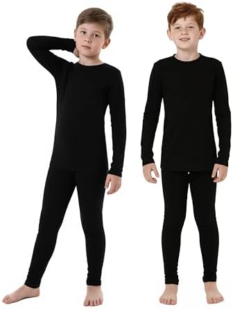 Florvae Thermounterwäsche Kinder Fleece Skiunterwäsche Junge [Schnell Trockend & Atmungsaktiv] Funktionsunterwäsche Jungen Fußball Sport Thermo Unterwäsche