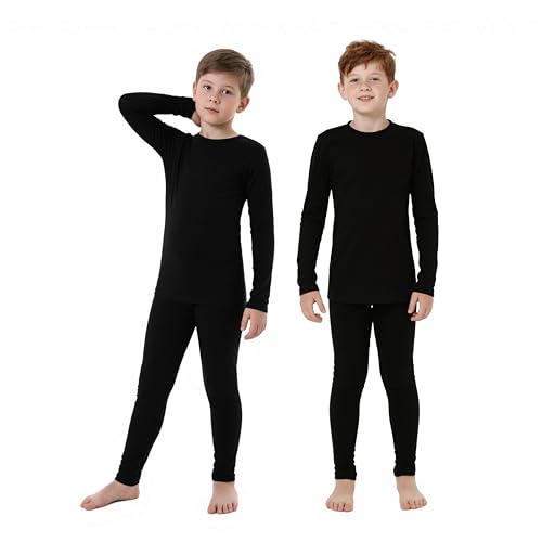 Florvae Thermounterwäsche Kinder Fleece Skiunterwäsche Junge [Schnell Trockend & Atmungsaktiv] Funktionsunterwäsche Jungen Fußball Sport Thermo Unterwäsche