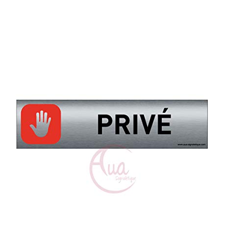 Plaque de porte aluminium brossé imprimé -Dimensions 200 x 50 mm - Double face adhésif au dos - Impression UV directement sur l'aluminium (Pas de contre collage) (privé 4)