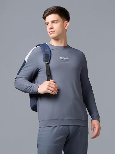 Image of TECHNOSPORT Men's Colorblock Full Sleeve T-Shirt MATPIQ Quick Dry Slim Fit Round Neck Sports Tee for Gym Casual Layering Wear UPF50+ Anti Odour