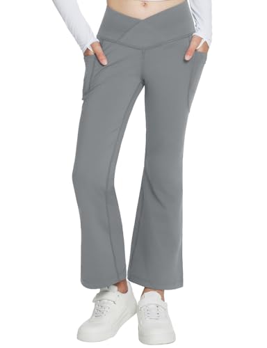 baleaf Girls Flare Leggings Yoga Dance Pants Kids Bell Bottoms School Preppy Teen High Waist Pockets Athletic3