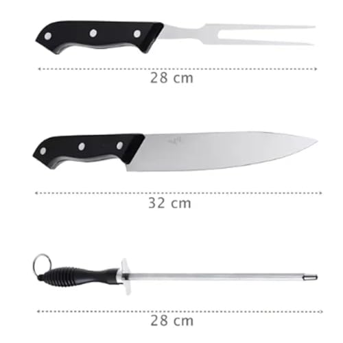 Kit Churrasco Faca Chaira Garfo Inox Cozinha Churrasqueiro 3 Peças