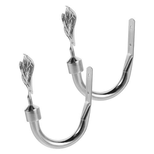 NUOBESTY 2 Piezas Soporte de Cortina Montado en Pared de Metal Forma de Hoja en Color Plata, Soporte Seguro y Construcción Resistente para Ventanas del Suelo al Techo en Sala de Estar