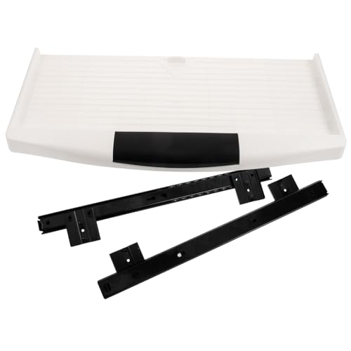 Bandeja de teclado de plástico ABS de 14 pulgadas con diapositivas de montaje lateral, ahorro de espacio, almacenamiento de teclado para oficina en casa, estación de trabajo, diseño ergonómico para un