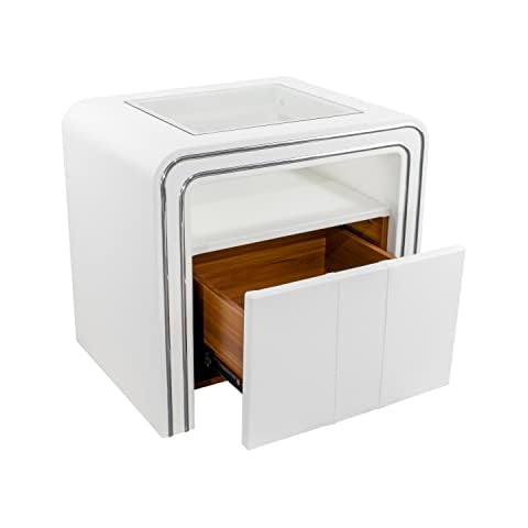 iFlair MOG Casa - Mesita de Noche tapizada de Piel sintética 1 cajón en Blanco o Negro Cover