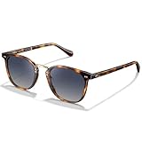 CARFIA Round Acetate Small Face Polarized Sunglasses for Women Fashion Retro Metal Bridge Sunnies CA5015 Tortoise Frame
