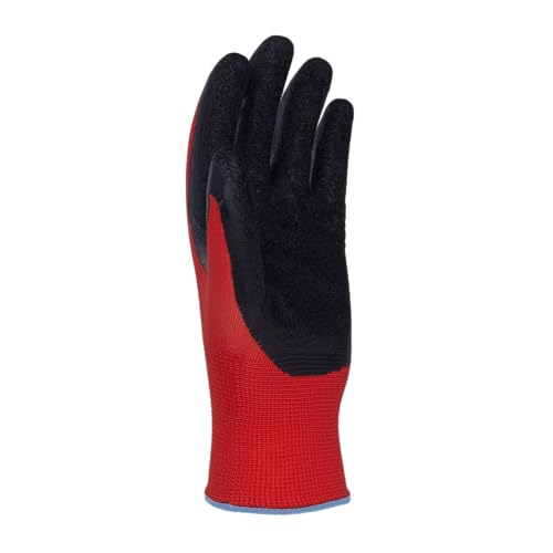 DONAU SAFETY Gants de travail avec revêtement en latex/hommes femmes/taille 09, 12 paires/rouge/noir/gants de montage gants/pour travaux de montage, mécaniciens, service, transport et travaux de – vue 6