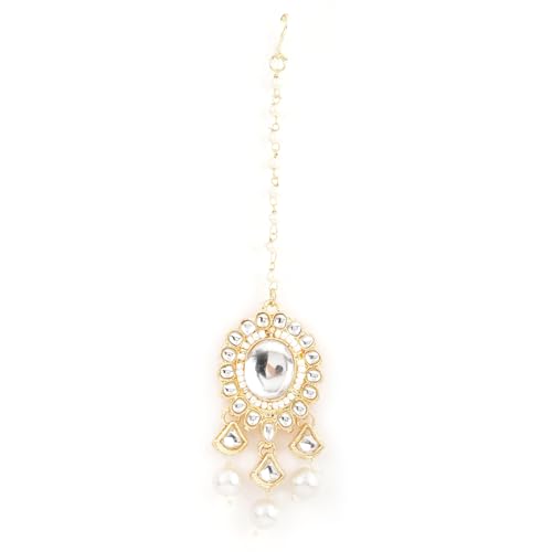 Rubans Off-White 24K Gold-Plated Kundan Studded Beaded Handcrafted Maang Tikka (B0D76W8YVK) Amazon Price History, Amazon Price Tracker