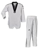 adidas Taekwondoanzug Club 3 | Dobok mit Schulterstreifen | für Kinder und Erwachsene | Leicht und atmungsaktiv | für Training und Wettkampf | Revers Schwarz, Größe 180 cm