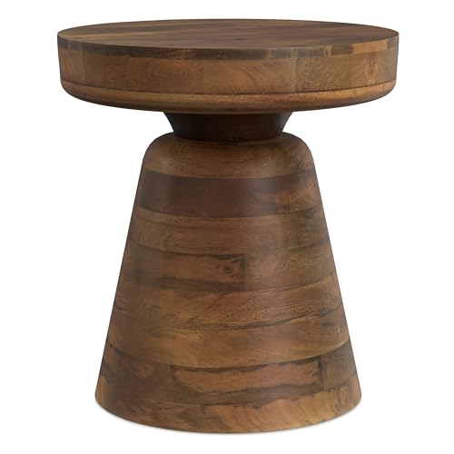 Image of SIMPLIHOME Robbie Accent Table - 16 inch Wide Solid Mango Wood End Table in Walnut Brown, Boho Contemporary Rustic Side Table for Living Room or Bedroom with Multipurpose Function, Assembled