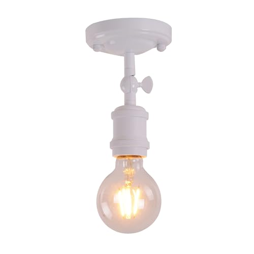 TWSXTE Plafoniera industriale Bianco, applique vintage, faretti antichi, plafoniere e applique in soggiorno e camera da letto, prese E27, per lampadine a LED fino a 60W
