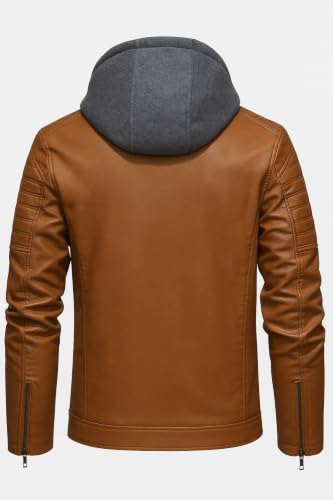 Image of Blaq Ash Men Faux Leather Jacket Removable Hood | Men's Wear, Removable Hood