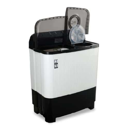 Image of Midea 8kg Semi Automatic Top Load Washing Machine, Dual Wave Pulsator, 1350 RPM High-Speed Spin, Air Dry Spin Lid, Collar Scrubber, Top Load Washer (MWMSA080PDX (KW), Black-White)