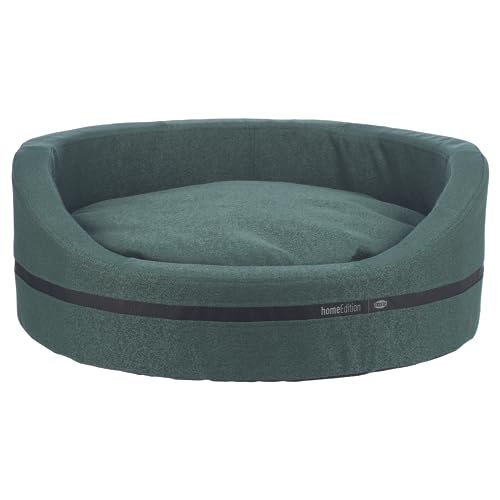 TRIXIE Hundebett CityStyle 80x65 cm in dunkelgrün - ovaler Hundekorb für mittelgroße Hunde - gemütliches Hundekörbchen mit formstabilem Rand, weich & waschbar - 37733