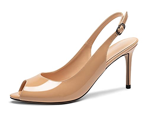 Mettesally Women's Peep Toe Heels Slingback Sandals Kitten High Heel Ankle Strap Heeled Sandals Pumps2