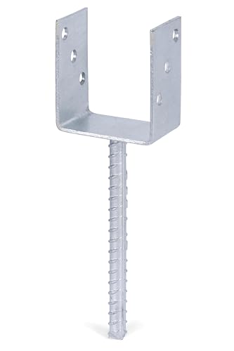 Alberts 214265 U-Pfostenträger | mit Betonanker aus Riffelstahl | feuerverzinkt | lichte Breite 91 mm | Länge Betonanker 200 mm