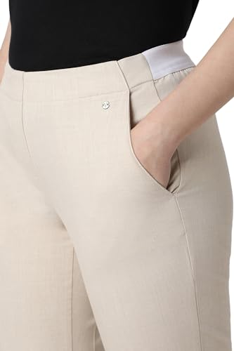 Image of Van Heusen Women Beige Solid Formal Regular Fit Trousers