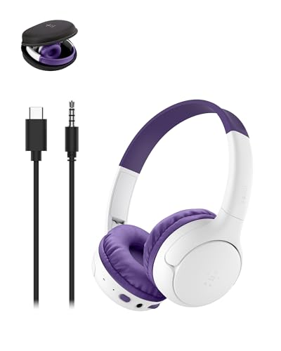 Image of Belkin SoundForm Mini 2 Wireless Kids Bluetooth Headphones - On-Ear Earphones w / 55H Battery Life, 85dB Safe Volume Limit, Built-in Microphone - Toddler Headphones for iPad, Tablet, School, Travel