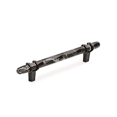 Image of Amerock 5-1 /16 inch Carrione Marble Black /Black Bronze Drawer Pull