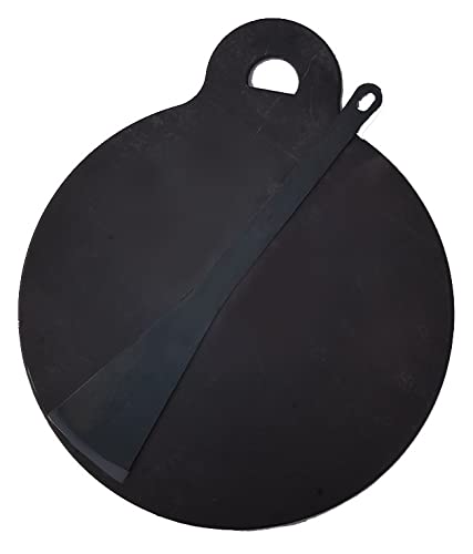 Siva Naturals. Elite Iron Flat DOSA/CHAPATI TAWA/KALLU with DOSA Turner (11 Inch Dia, 2Kg) - Black