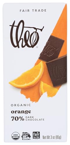 Theo Orange Organic Dark Chocolate Bar, 70% Cacao