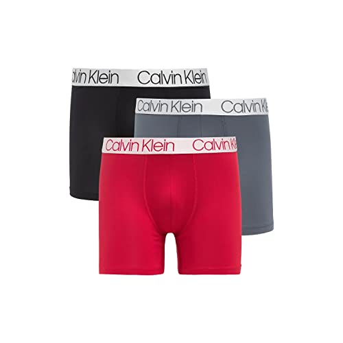 Calvin Klein Men`s Microfiber Boxer Briefs Pack of 3 (B(NP2214-621)/P, Medium)