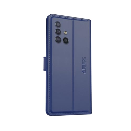 Image of AIBEX Compatible for Samsung A51 Flip Cover Leather Finish with Magnatic Closure | Inside TPU with Card Pockets | Wallet Stand | Complete Protection Flip Case -Blue