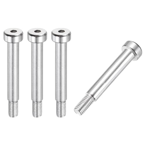 MECCANIXITY 4 Pcs 304 Stainless Steel Shoulder Bolt 6mm Shoulder Dia 30mm Shoulder Length M5x0.8 Thread Hex Socket Shoulder Bolts for Hydraulic Injection Molding Machinery Industries