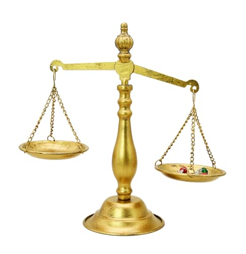 Owlgift Vintage Decorative Justice Scale Jewelry Stand - Antique Gold Iron Balance Scale Decor for Lawyers Judges Teachers and Collectors | Elegant Home & Office Gift