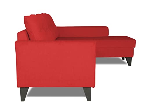 Image of Adorn India Maddox Tufted L Shape 6 Seater Sofa Set RHS (Red) (3 Year Warranty)