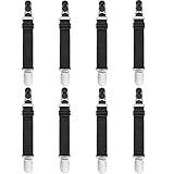 WILLWIN Multifunction Elastic Stocking Clips Suspenders Garter Belt for Girdles Corset Straps Adjustable Leg Garter Girdles Fasteners Keep Your Lingerie Corset Snag on 8Pcs Black