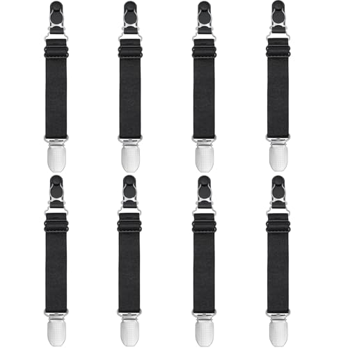 WILLWIN Multifunction Elastic Stocking Clips Suspenders Garter Belt for Girdles Corset Straps Adjustable Leg Garter Girdles Fasteners Keep Your Lingerie Corset Snag on 8Pcs Black