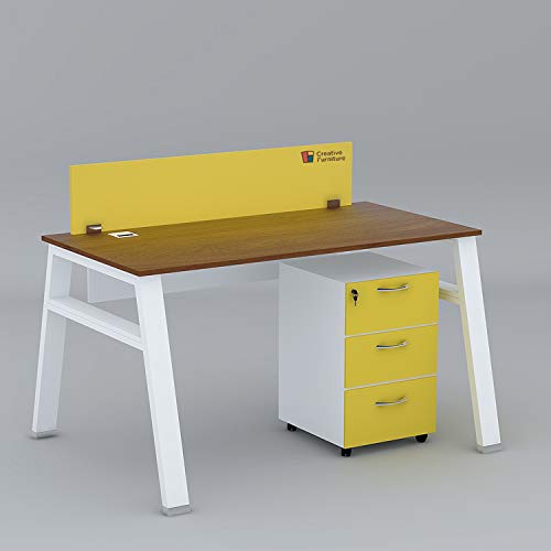 Creative Furniture Wooden Luna Design Series Home & Office Single Seater Workstation Table Desk with 3-Drawer Pedestal in Dark Teak Laminate Finish(L 1200mm x D 600mm x H 760mm)