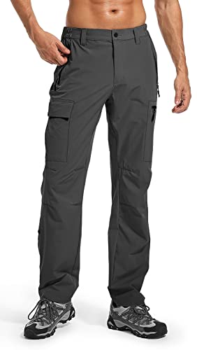 Wespornow Men's-Hiking-Cargo-Pants Lightweight-Quick-Dry-Waterproof-Fishing-Pants For Tactical Outdoor Hunting Camping (Dark Grey, 30) #TOP19