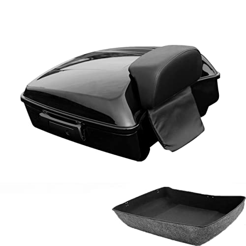 Green-L Chopped Tour Pack Trunk with Black Latch Backrest Pad Fit for Harley Road King Street Electra Glide 2014-2025 Touring Models