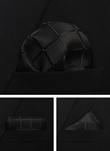 Image of Striped Plaid Polka Dot Mens Tie Formal Necktie Pocket Squares Ties Clips Cufflinks Classic for Men Set