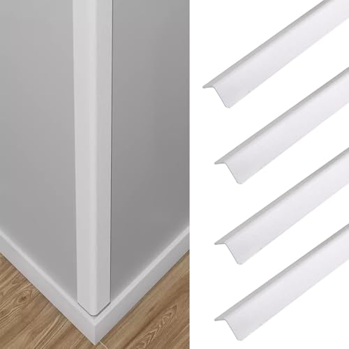 Awvob Wall Corner Protector White Wood Grain - 4 PCS, 3 ft x 1 in - Self Adhesive Corner Guards for Walls, Cabinet Doors, Edge Protector Trim; Easy to Install Wall Corner Guard (90cm x 2.5cm)
