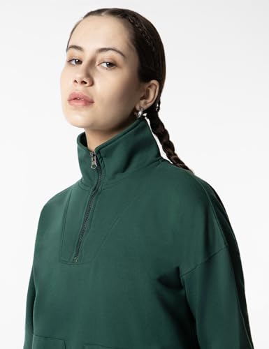 Image of FYLTR Women's Casual Stand Collar Sweatshirt with Drop Shoulder & Boxy Fit - Zip Closure | Utility Pockets | Rib Hem & Cuff | Sweatshirts for Women | Casualwear