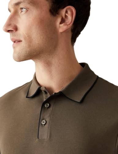 Image of Marks & Spencer Mens Solid Cotton Collared Neck Regular Fit Polo Shirt