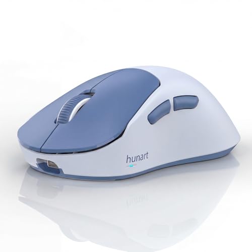 hunart H6 49g Wireless Mouse Bluetooth & 2.4GHz Rechargeable Mouse Lightweight Silent Ergonomic Mouse with USB-C Charging Portable Right-Hand Mouse for Laptop PC MacBook Office (Blue)