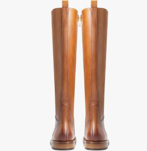 Women's Boots Knee High Flat Round Toe Low Heel Comfortable Side Zipper Long Tall Fall Riding Boots for Women - Image 4