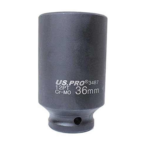 US PRO Tools 36mm 1/2" Drive Axle Hub Nut Socket 12 Point Deep Impact Socket 3487