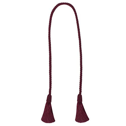 Image of 4 Pack Curtain Tiebacks Handmade Decorative Curtain Holdbacks Rope with Tassel - Burgandy
