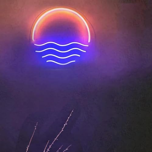 Image of LED Decorative Lights USB Mountains Sunrise Sunset Led Neon Signs Home Decoration Wall Art Holiday Gift Brightness Adjustable 15''x15''